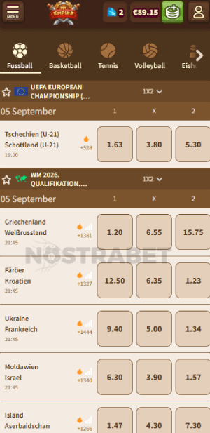 MyEmpire Sportwetten Bereich