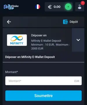 MyStake dépôt mobile