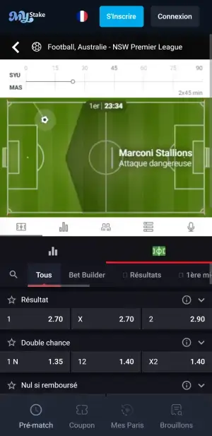 MyStake paris en direct sur mobile