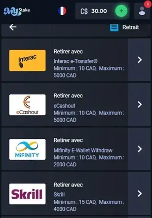 méthodes de retrait de mystake