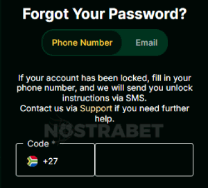 Mzansibet password recovery
