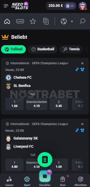 Need for Slots Sportwetten-Bereich