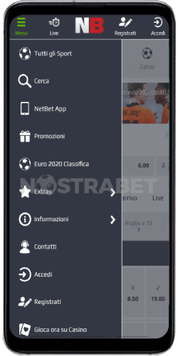 navigazione dell'app Android di netbet