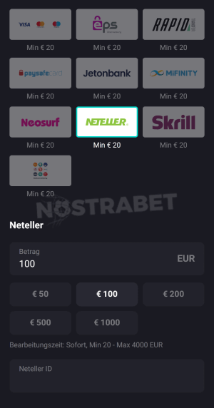 Neteller mobile Einzahlung