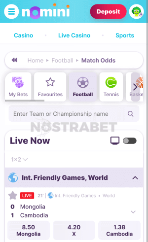 Nomini live betting mobile