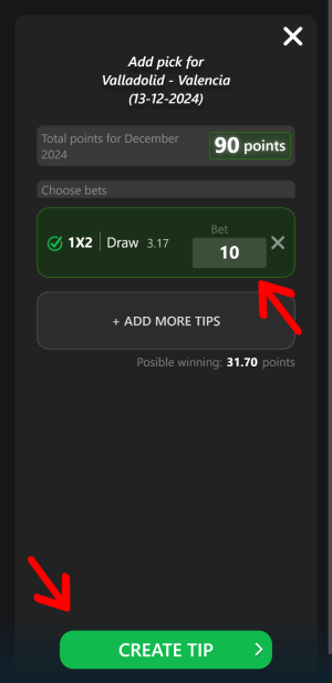 nostrabet - create match prediction