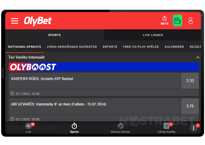 olybet mobilā versija planšetdatorā