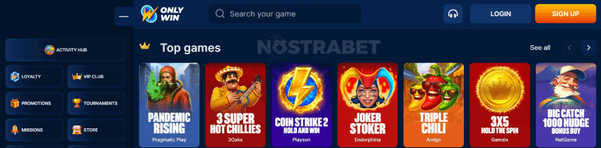 Onlywin casino games