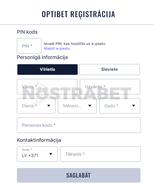 optibet bonusa kods ievadiet