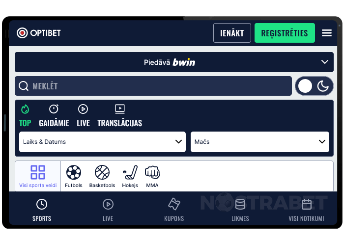 optibet mobilās versijas planšetdators