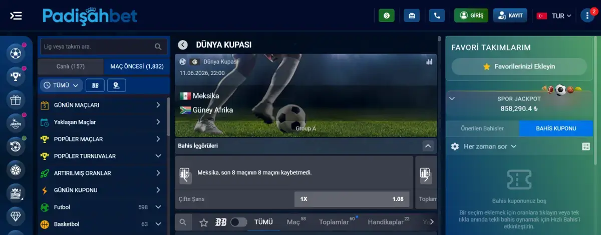 Padişahbet Spor Bahisleri Kapsamı