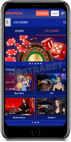 paripesa ios mobile live casino