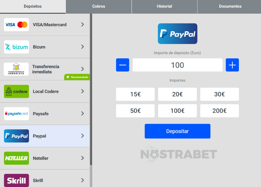 Paypal depósitos