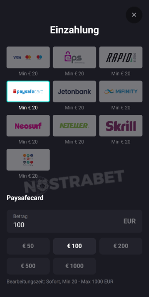 Paysafecard mobile Einzahlung
