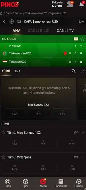 Pinco canlı spor bahisleri