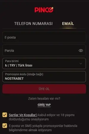 Pinco Türkiye Kaydı