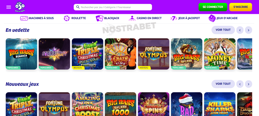 PlayOJO jeux de casino