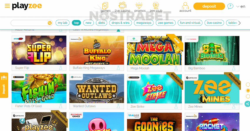 playzee casino games library