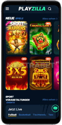Mobiles Spielen bei Playzilla