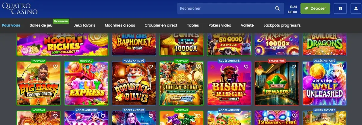 page d'accueil quatro casino