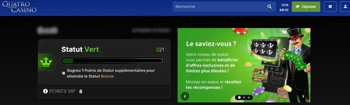 programme de fidélité quatro casino