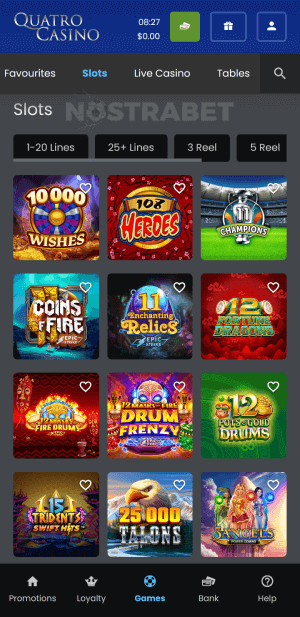 Quatro casino mobile slots