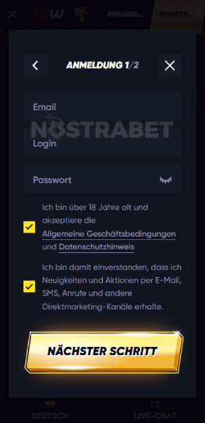 Registrierung und Verifizierung im Quickwin Casino