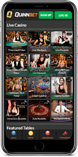 Mobile Live Casino in QuinnBet iOS app