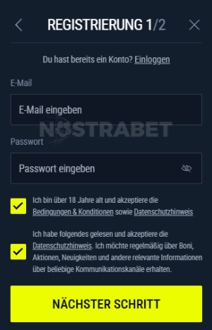 Rabona-Registrierung