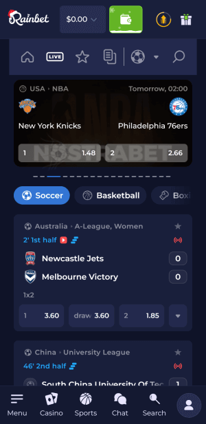 Rainbet mobile live betting