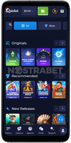 Rainbet mobile version