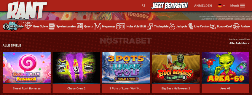 Rant Casino Spiel-Portfolio