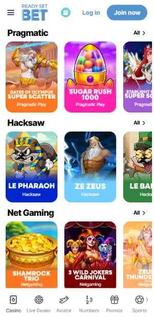 readysetbet casino games