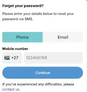 readysetbet password reset