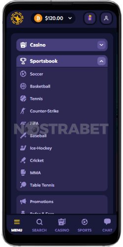 roobet android app menu
