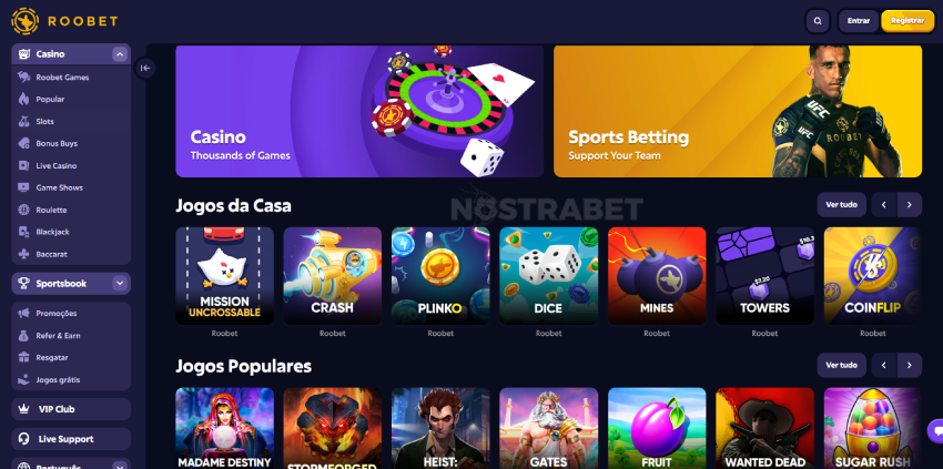 roobet casino website design