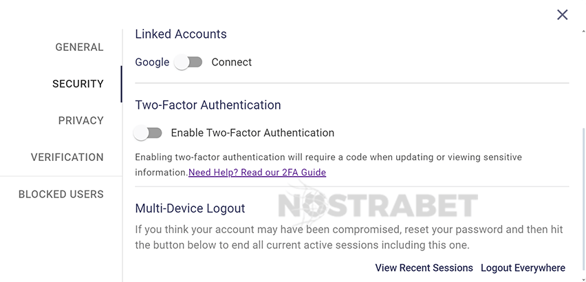 Roobet Enable Two Factor Authentication