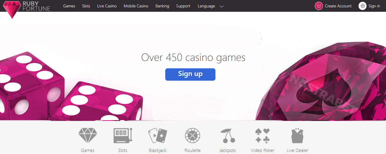 ruby fortune casino website design