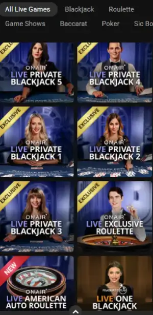 Ruby Fortune live casino games