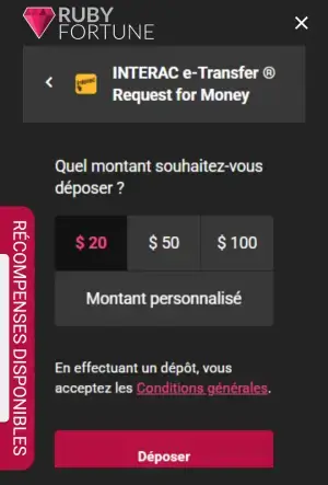 Ruby Fortune dépôt mobile