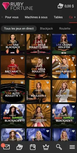 Ruby Fortune casino mobile en direct