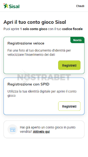 registrazione sisal