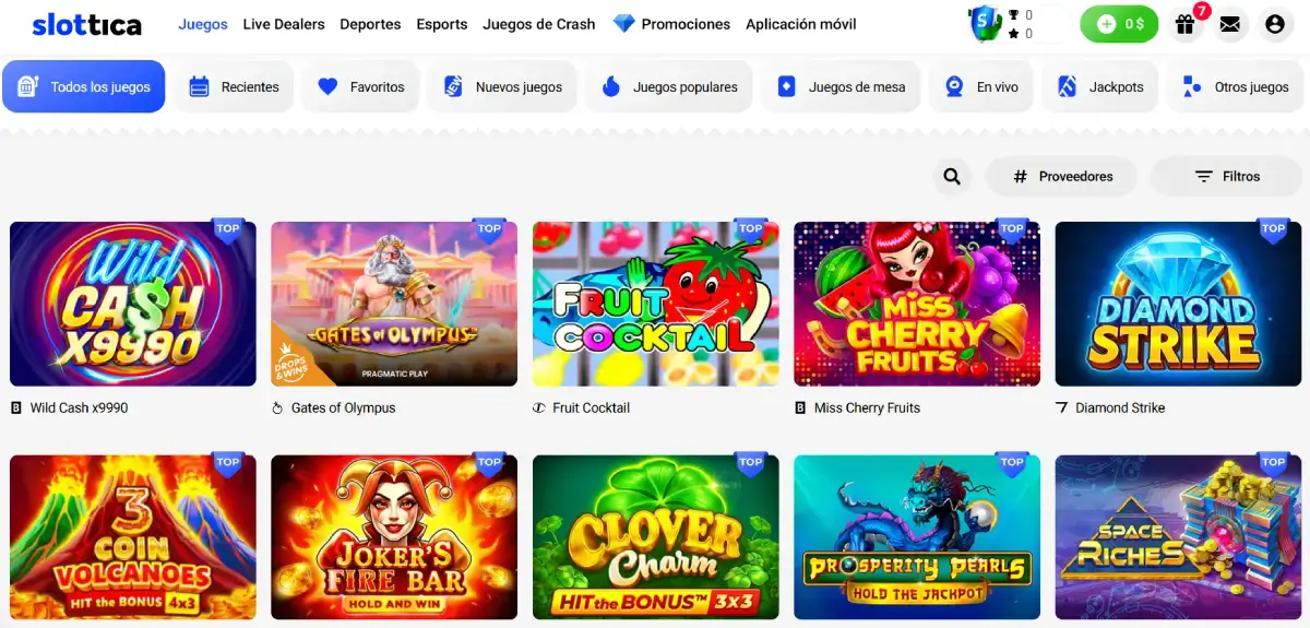 Slottica casino página de inicio