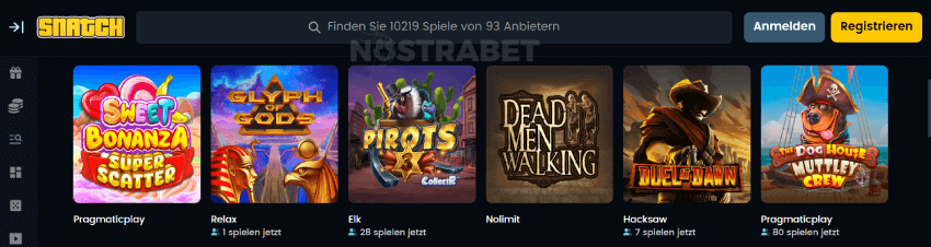 Snatch Casino Spielauswahl