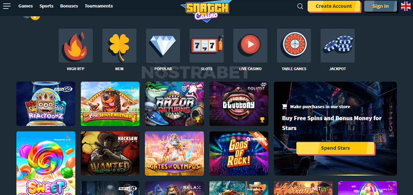 snatch casino website design