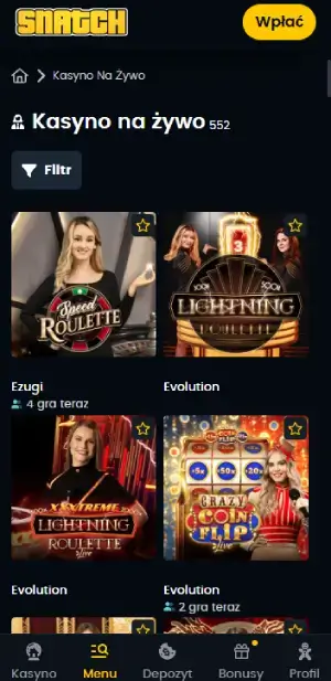 Snatch kasynie na żywo