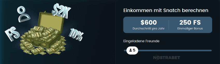 Snatch casino Bonus fürs Freunde einladen