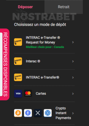 Spin Casino dépôt mobile