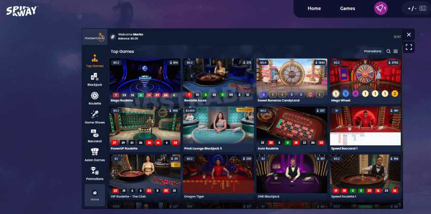 SpinAway casino live