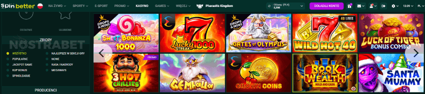 Spinbetter Casino katalog gier